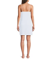 VAN WINKLE & CO. Solid Satin Sleeveless V-Neck Tie-Front Chemise