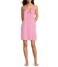 Van Winkle & Co. Solid Satin Sleeveless V-Neck Tie-Front Chemise