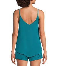 VAN WINKLE & CO. Solid Woven V-Neck Coordinating Sleep Tank
