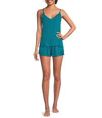 VAN WINKLE & CO. Solid Woven V-Neck Coordinating Sleep Tank
