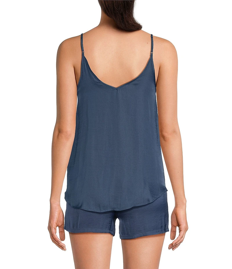 VAN WINKLE & CO. Solid Woven V-Neck Coordinating Sleep Tank