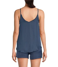 VAN WINKLE & CO. Solid Woven V-Neck Coordinating Sleep Tank