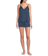 VAN WINKLE & CO. Solid Woven V-Neck Coordinating Sleep Tank