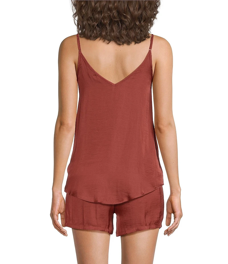 VAN WINKLE & CO. Solid Woven V-Neck Coordinating Sleep Tank