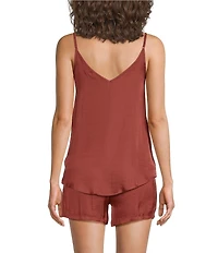 VAN WINKLE & CO. Solid Woven V-Neck Coordinating Sleep Tank