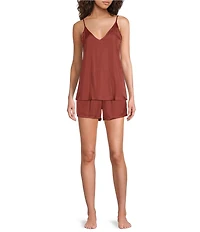 VAN WINKLE & CO. Solid Woven V-Neck Coordinating Sleep Tank