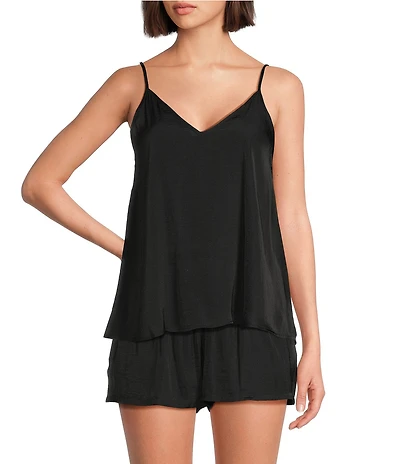 VAN WINKLE & CO. Solid Woven V-Neck Coordinating Sleep Tank
