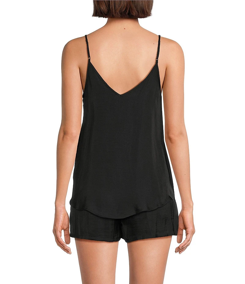 VAN WINKLE & CO. Solid Woven V-Neck Coordinating Sleep Tank