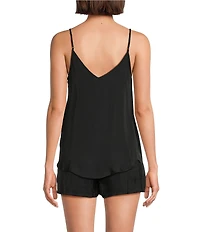 VAN WINKLE & CO. Solid Woven V-Neck Coordinating Sleep Tank