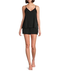VAN WINKLE & CO. Solid Woven V-Neck Coordinating Sleep Tank