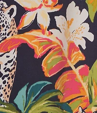 VAN WINKLE & CO. Wild Jungle Print V-Neck Short Dolman Sleeve Satin Midi Caftan