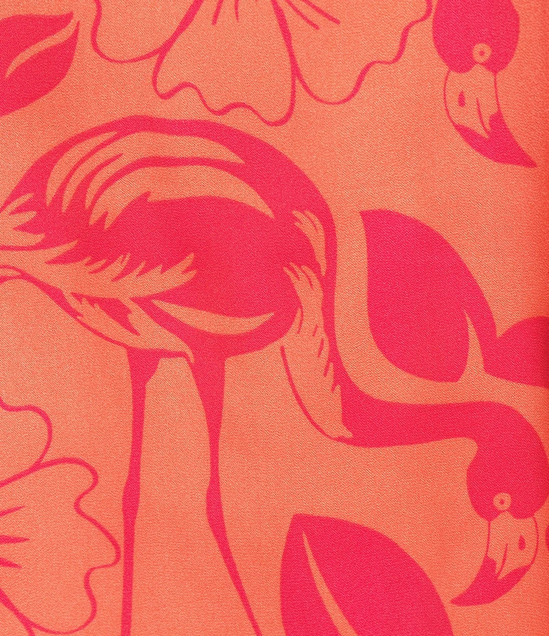 VAN WINKLE & CO. Woven Satin Flamingo Print Sleeveless V-Neck Coordinating Sleep Top