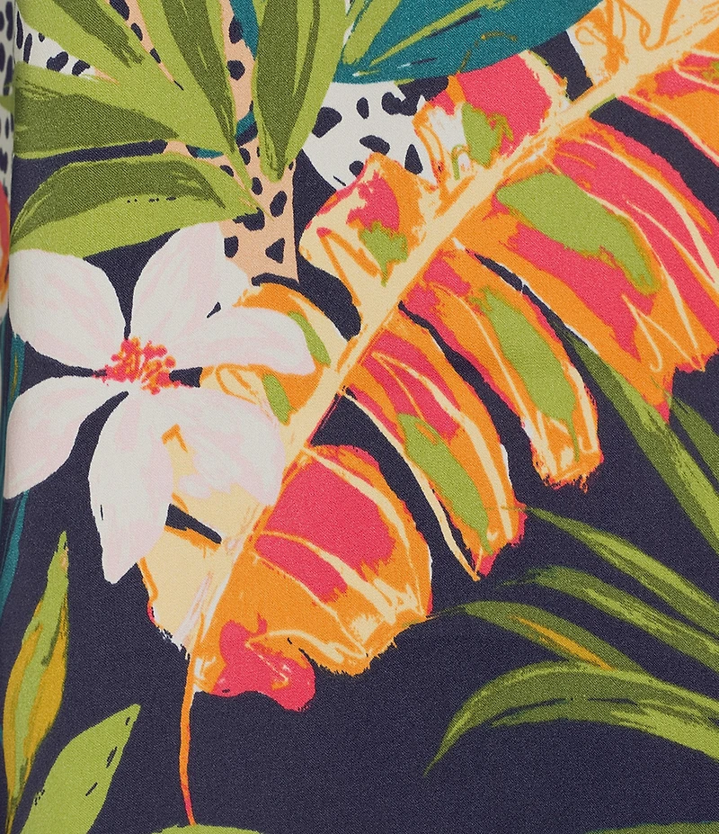 VAN WINKLE & CO. Woven Satin Wild Jungle Print Sleeveless V-Neck Coordinating Sleep Top