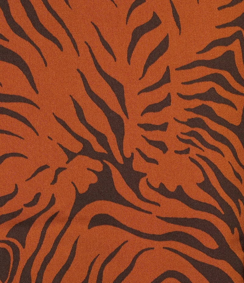 VAN WINKLE & CO. Woven Satin Wild Tiger Print Sleeveless V-Neck Coordinating Sleep Top