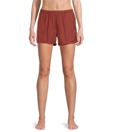 VAN WINKLE & CO. Woven Solid Satin Coordinating Sleep Shorts