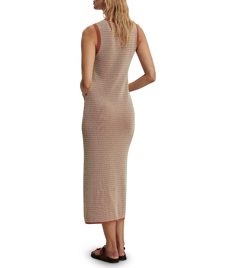 Varley Albane V-Neck Sleeveless Textured Knit Midi Dress