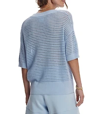 Varley Callie Knit Boxy Split V-Neck Short Sleeve Top