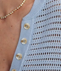 Varley Callie Knit Boxy Split V-Neck Short Sleeve Top