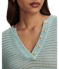 Varley Callie Knit Boxy Split V-Neck Short Sleeve Top