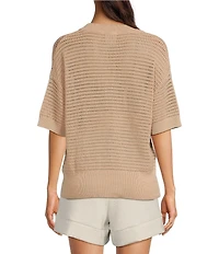 Varley Callie Knit Boxy Split V-Neck Short Sleeve Top