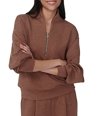 Varley Davidson DoubleSoft® Coordinating Stand Collar V-Neck Quater Zip Long Sleeve Sweat Jacket