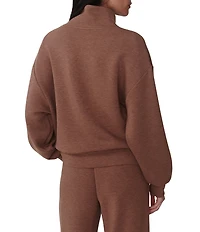 Varley Davidson DoubleSoft® Coordinating Stand Collar V-Neck Quater Zip Long Sleeve Sweat Jacket