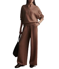 Varley Davidson DoubleSoft® Coordinating Stand Collar V-Neck Quater Zip Long Sleeve Sweat Jacket