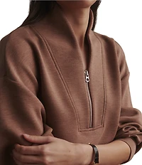 Varley Davidson DoubleSoft® Coordinating Stand Collar V-Neck Quater Zip Long Sleeve Sweat Jacket