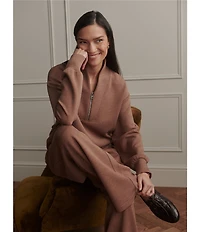 Varley Davidson DoubleSoft® Coordinating Stand Collar V-Neck Quater Zip Long Sleeve Sweat Jacket