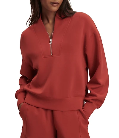 Varley Davidson DoubleSoft® Coordinating Stand Collar V-Neck Quater Zip Long Sleeve Sweat Jacket