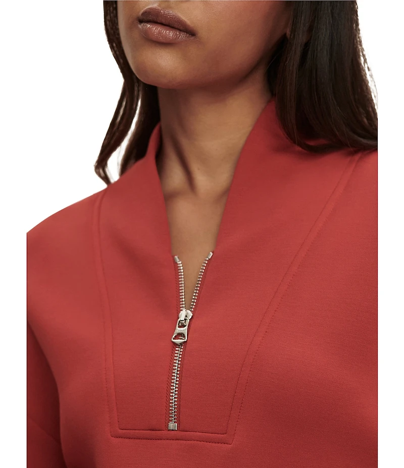 Varley Davidson DoubleSoft® Coordinating Stand Collar V-Neck Quater Zip Long Sleeve Sweat Jacket
