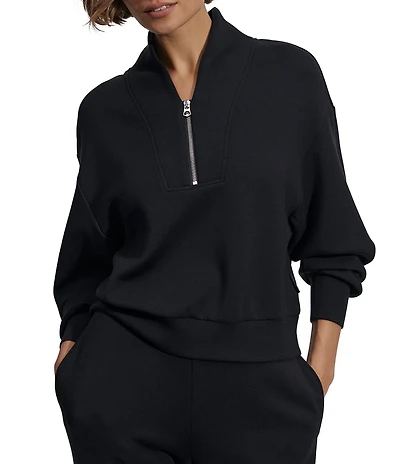 Varley Davidson DoubleSoft® Coordinating Stand Collar V-Neck Quater Zip Long Sleeve Sweat Jacket