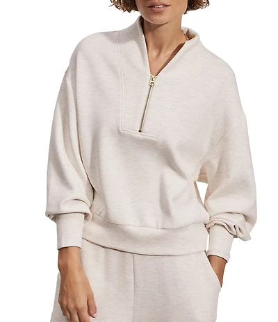 Varley Davidson DoubleSoft® Stand Collar V-Neck Quater Zip Long Sleeve Sweat Jacket