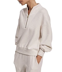 Varley Davidson DoubleSoft® Stand Collar V-Neck Quater Zip Long Sleeve Sweat Jacket