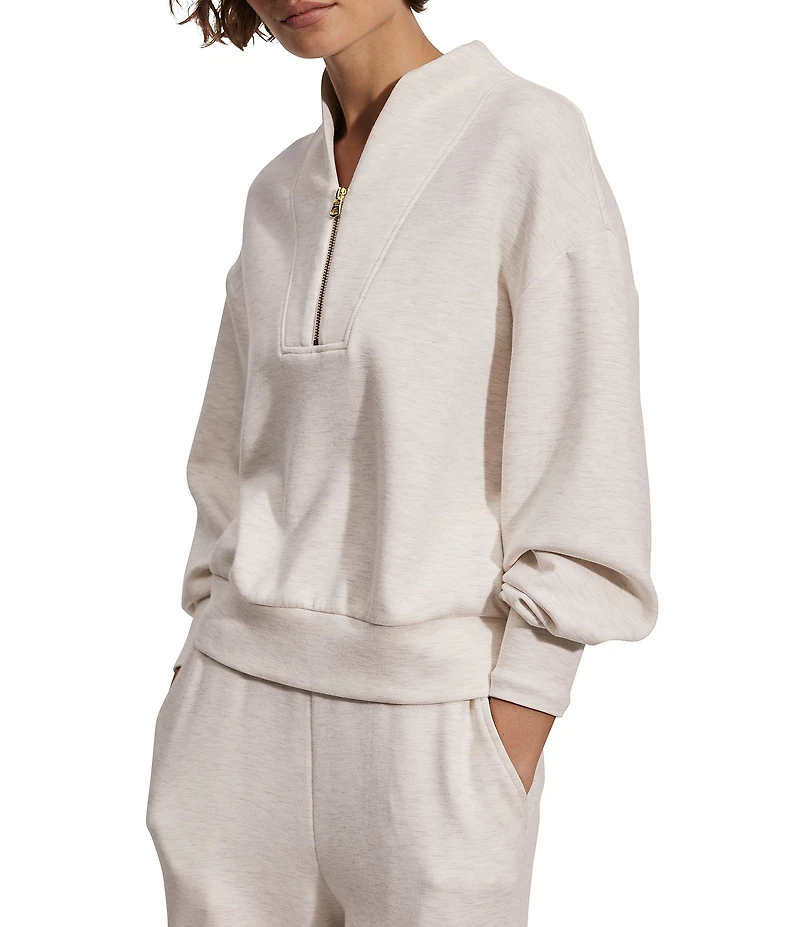 Varley Davidson DoubleSoft® Stand Collar V-Neck Quater Zip Long Sleeve Sweat Jacket