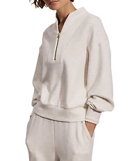 Varley Davidson DoubleSoft® Stand Collar V-Neck Quater Zip Long Sleeve Sweat Jacket