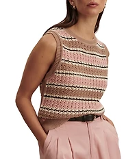 Varley Deeley Stripe Stitch Crew Neck Sleeveless Tank Top