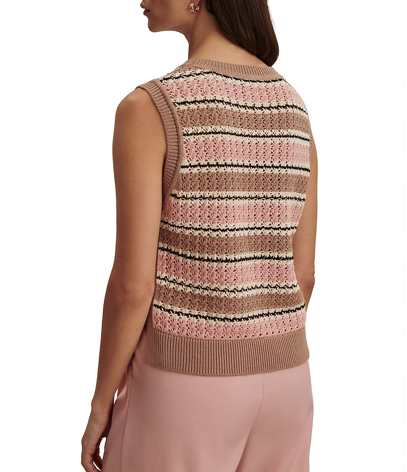 Varley Deeley Stripe Stitch Crew Neck Sleeveless Tank Top