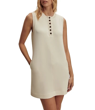 Varley Elba Crew Neck Sleeveless Button Front Tank Mini Dress