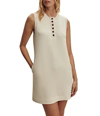 Varley Elba Crew Neck Sleeveless Button Front Tank Mini Dress