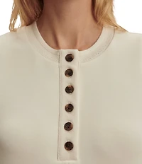 Varley Elba Crew Neck Sleeveless Button Front Tank Mini Dress