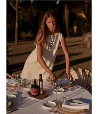 Varley Elba Crew Neck Sleeveless Button Front Tank Mini Dress