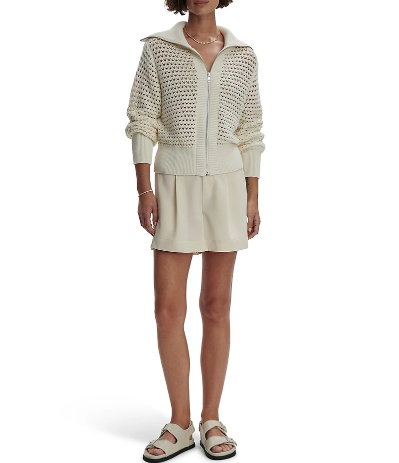 Varley Eloise Collared Long Sleeve Knit Full Zip Sweater