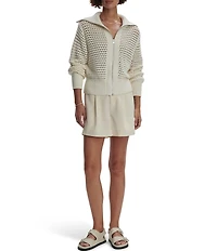 Varley Eloise Collared Long Sleeve Knit Full Zip Sweater