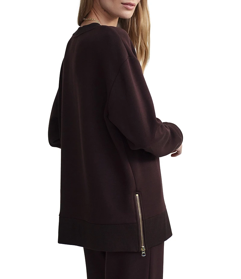 Varley Gabriella DoubleSoft® Knit Crew Neck Long Sleeve Zip Side Pullover Sweatshirt