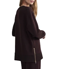 Varley Gabriella DoubleSoft® Knit Crew Neck Long Sleeve Zip Side Pullover Sweatshirt
