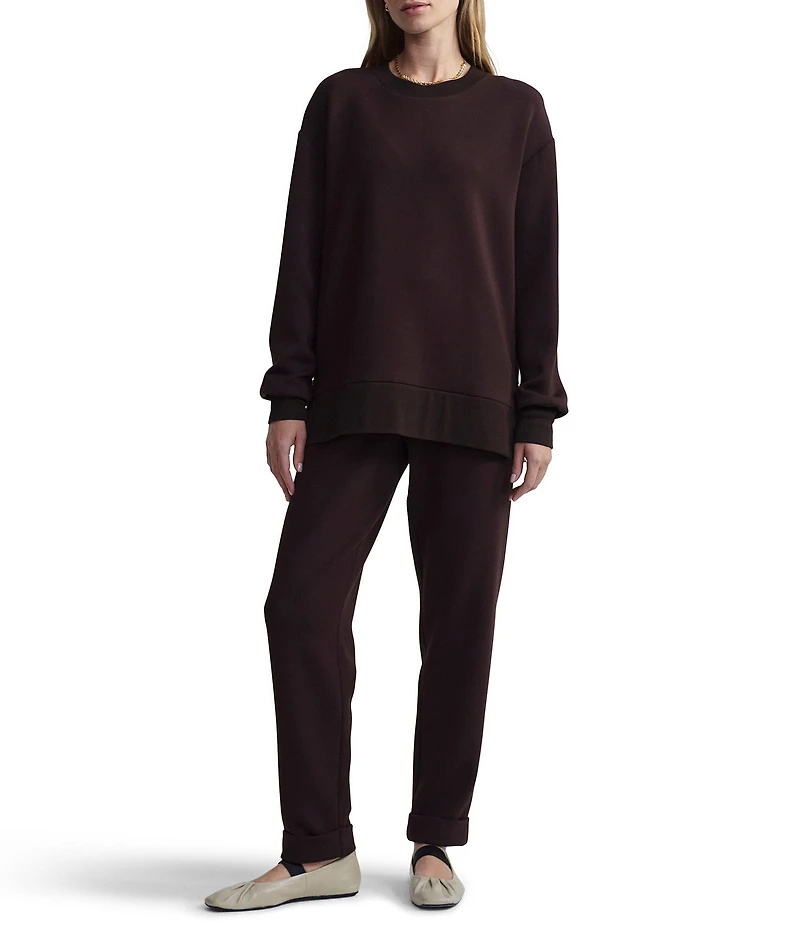 Varley Gabriella DoubleSoft® Knit Crew Neck Long Sleeve Zip Side Pullover Sweatshirt