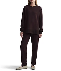 Varley Gabriella DoubleSoft® Knit Crew Neck Long Sleeve Zip Side Pullover Sweatshirt