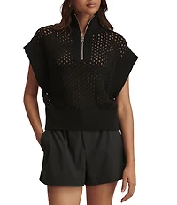 Varley Gaines Half-Zip Mock Neck Cap Sleeve Knit Vest Top