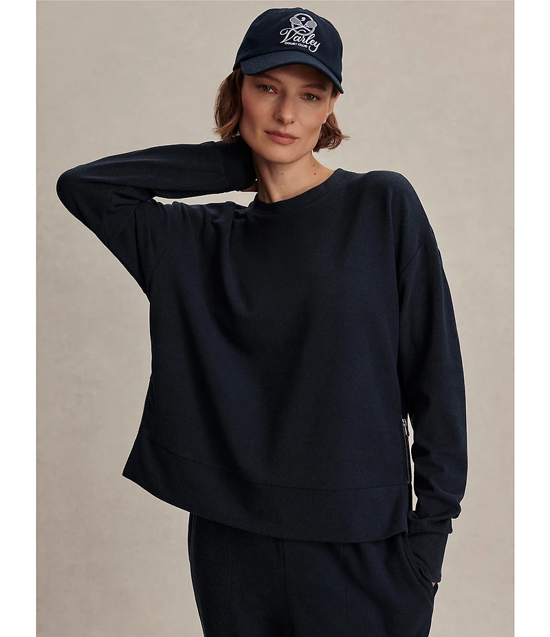Varley Horton Side Zip Crew Neck Long Sleeve Sweatshirt